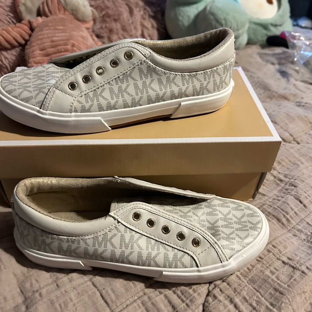 Michael Kors Kids' White and Gray Sneakers